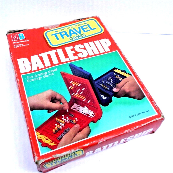 Vintage 1989 Milton Bradley Travel Battleship Strategy Game w Box 2 Ships Missin - Picture 3 of 10